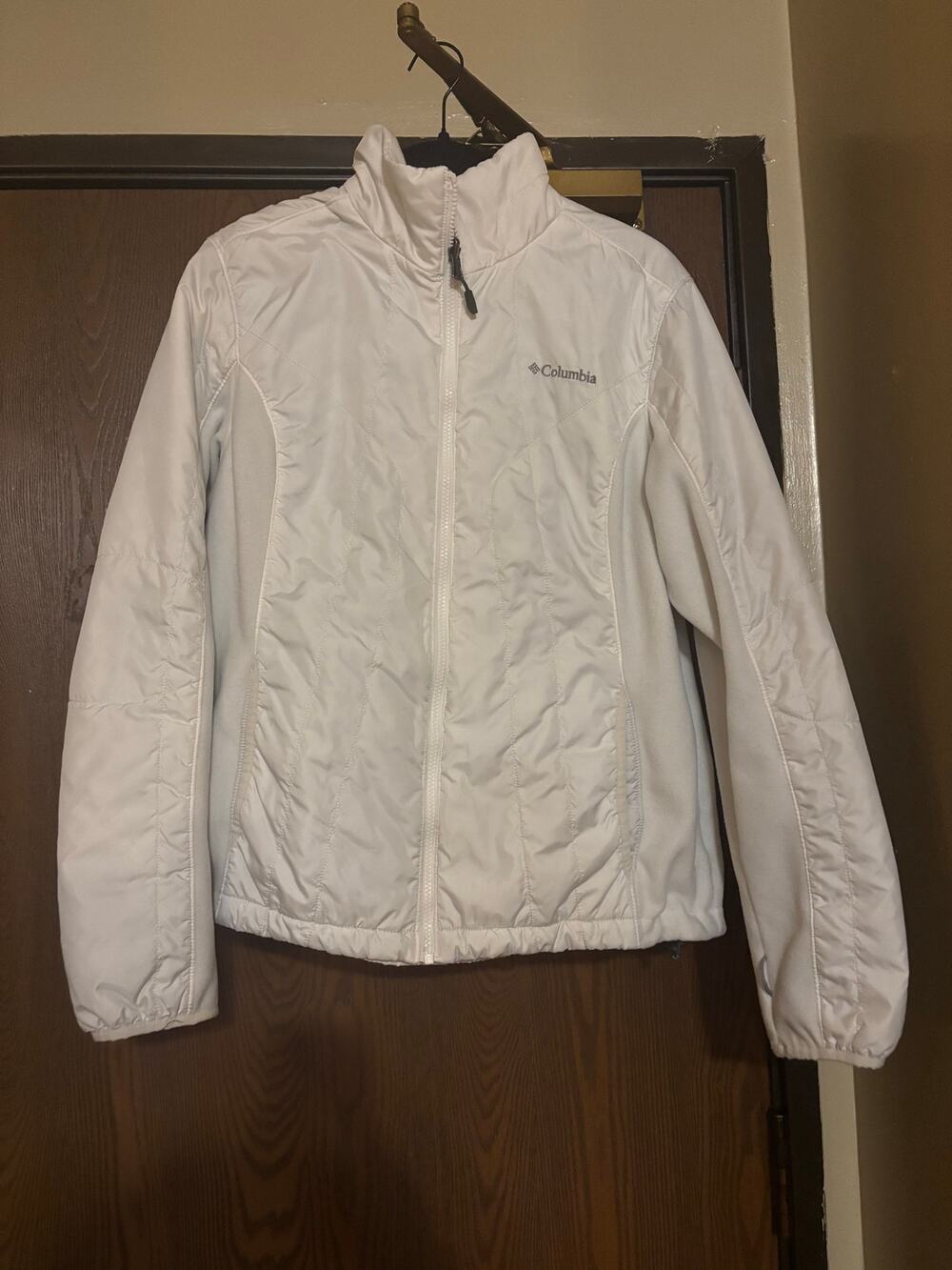 Columbia White Fall/ Winter Outerwear Layering Fleece/ Nylon Coat/ Jacket